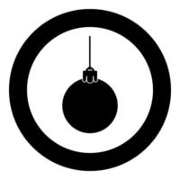 New Year toy icon in circle round black color vector illustration image solid outline style