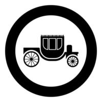 Carriage brougham cart elegance transportation vintage style icon in circle round black color vector illustration image solid outline style