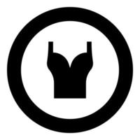 Top wear woman torso sport bra icon in circle round black color vector illustration image solid outline style