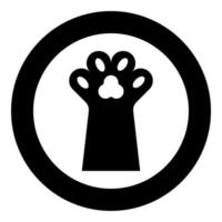 Paw cat pet concept icon in circle round black color vector illustration image solid outline style