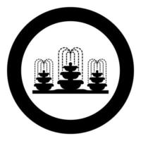 Fountain stream icon in circle round black color vector illustration image solid outline style