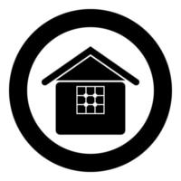 Home icon in circle round black color vector illustration image solid outline style