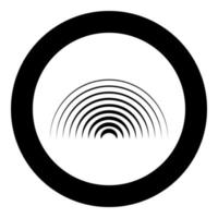 Radio wave wireless icon in circle round black color vector illustration image solid outline style