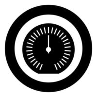 Speedometer odometer speed counter meter icon in circle round black color vector illustration image solid outline style