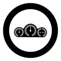 Dashboard car panel speed display with gauge icon in circle round black color vector illustration image solid outline style