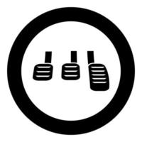 Pedals brake clutch accelerator manual transmission car icon in circle round black color vector illustration image solid outline style