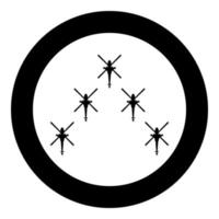 Group of combat helicopters military concept chopper in air army icon in circle round black color vector illustration image solid outline style
