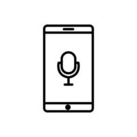 smartphone with microphone icon vector