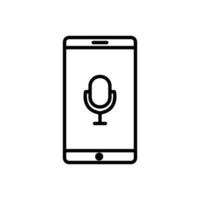 smartphone with microphone icon vector