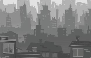 Multilayer silhouette of a urban city on a gray background. vector