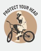 ciclista en una ilustración de bicicleta. diseño personalizado de camiseta de motociclista.