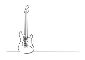 Continuous one line drawing of a guitar vector