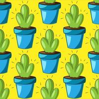 Seamless vector pattern with Cactus in Pot