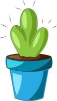 Single element Cactus in Pot. Draw illustration in color vector