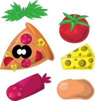 Ingredients for making tasty, big, fast pizza. vector