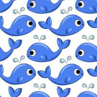 Seamless vector pattern with color little whale