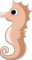 Cute cartoon Seahorse. Draw illustration in color vector