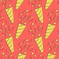 Seamless vector pattern with outline yellow Party cracker