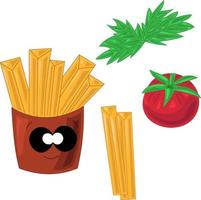 Ingredients for making tasty, big, fast French fries vector