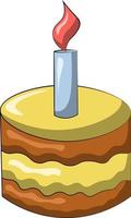 Single element Cake with Candle. Draw illustration in color vector