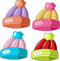 Mini set color Headwear. Draw illustration in color vector