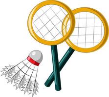 Single element Shuttlecock and racket. Draw illustration in color vector