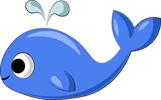 Cute cartoon Whale. Draw illustration in color vector