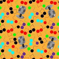 Seamless vector pattern with microphone and color notes