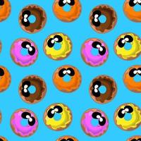 Seamless vector pattern with donut in cartoon style