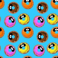 Seamless vector pattern with donut in cartoon style