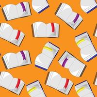 Seamless vector pattern with books and bookmarks