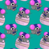 Seamless vector pattern with mouse and macaroon