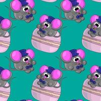 Seamless vector pattern with mouse and macaroon