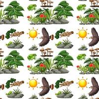 Seamless wild animals and forest elements vector