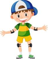 Cute boy on inline skates vector