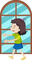 A girl standing in front of window vector