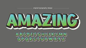 tipografía de pantalla de dibujos animados 3d azul verde vector