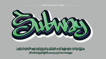 green and purple modern graffiti tag isolated letter vector