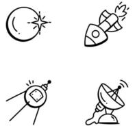 Trendy Space Elements Hand Drawn Icons vector