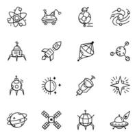 Set of Space Objects Hand Drawn Icons vector