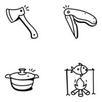 Set of Camping Doodle Icons vector