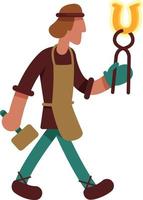 Medieval blacksmith semi flat color vector character