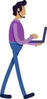 Man with laptop semi flat color vector character