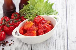 Hungarian lecho with tomato and paprika photo