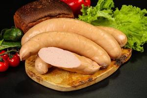 Natural meat sausages with minced meat photo