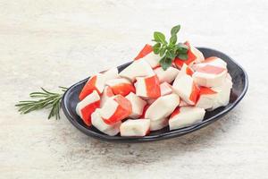 Crab meat surimi in the bowl photo