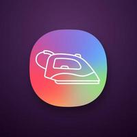 Steam iron app icon. UI UX user interface. Household appliance. Web or mobile application. Vector isolated illustration