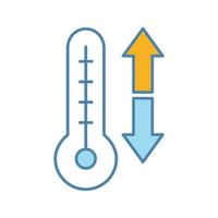 Climate control color icon. Temperature regulation. Thermometer with down and up arrows. Isolated vector illustration