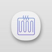 Underfloor heating element app icon. Floor heating system. Heater. UI UX user interface. Web or mobile application. Vector isolated illustration