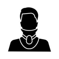 Cervical collar glyph icon. Silhouette symbol. Neck brace. Medical foam neck support. Negative space. Orthopedic collar. Traumatic head and neck injuries. Vector isolated illustration